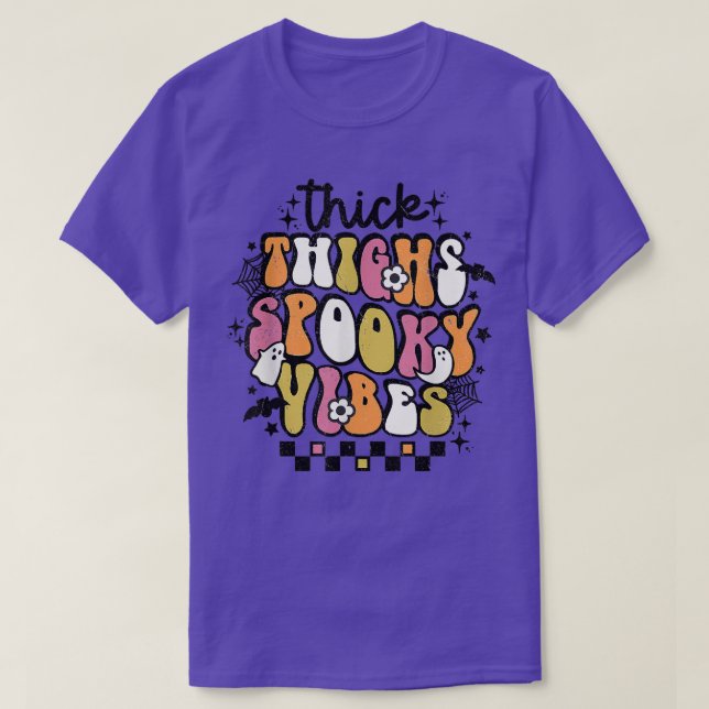 Camiseta Retro Groovy Hippie Halloween Coxas espessas assus (Frente do Design)