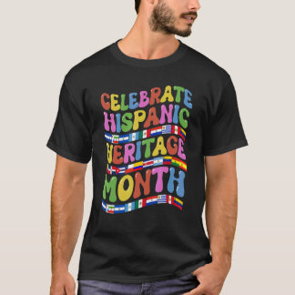 Camiseta Retro Groovy Hispanic Heritage Mês Latino