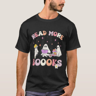 Camiseta retro Groovy Leia mais livros Ghost Boo ghoul engr