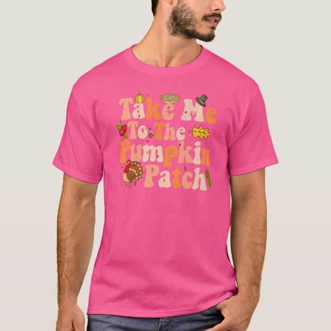 Camiseta Retro Groovy Leva-Me Ao Hallowee Do Pumpkin Patch (Frente)
