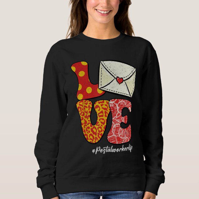 Camiseta Retro Groovy LOVE Letter Envelope Leopard Postal W (Frente)