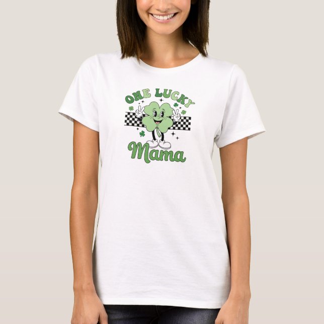Camiseta Retro Groovy Mama Clover Mascot Design (Frente)