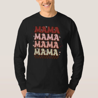 Camiseta Retro Groovy Mama Dia de os namorados Boho Mãe Cut