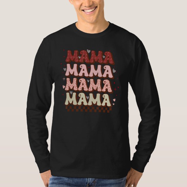 Camiseta Retro Groovy Mama Dia de os namorados Boho Mãe Cut (Frente)