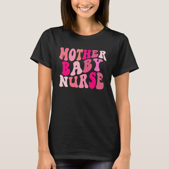 Camiseta Retro Groovy Mother Baby Nurse Squad Happy Valenti (Frente)