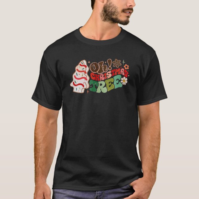 Camiseta Retro Groovy Oh Árvore De Natal Bonito Faz Xm Engr (Frente)
