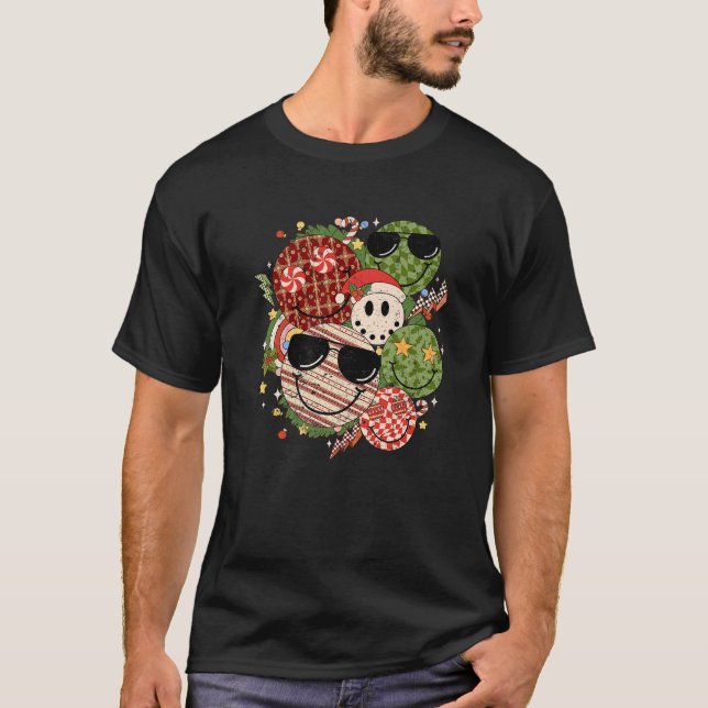 Camiseta Retro Groovy Papais noeis Feliz Natal Família Hipp (Frente)
