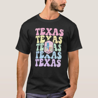 Camiseta Retro Groovy Pastel Texas State Home I Love Texas