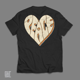 Camiseta Retro Groovy Paz Coração Inspirador Essencial