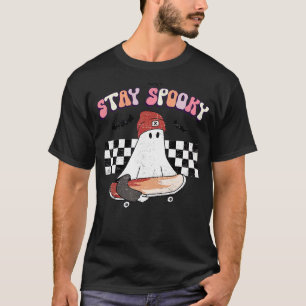 Camiseta Retro Groovy Permaneça Spooky Ghost Ghost Skateboa