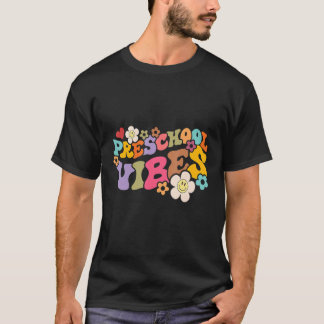 Camiseta Retro Groovy Preschool Vibes Pré K Professor De Vo