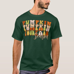 Camiseta Retro Groovy Pumpkin Season Autumn Leaves Cai