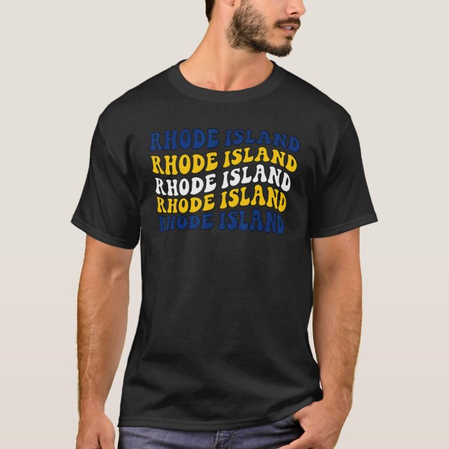 Camiseta Retro Groovy Rhode Island State Home I Love Rhode (Frente)