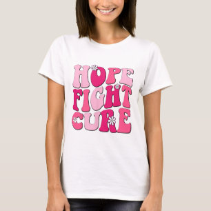 Camiseta Retro Groovy Rosa Hope Lutar Curta Cancer De Mama