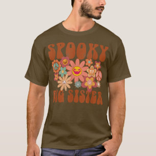 Camiseta Retro Groovy Spooky Irmã Grande Cai No Dia das Bru