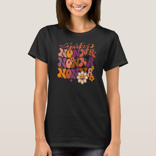 Camiseta Retro Groovy Spooky Nonna Faboolous Nonna Hallowee (Frente)