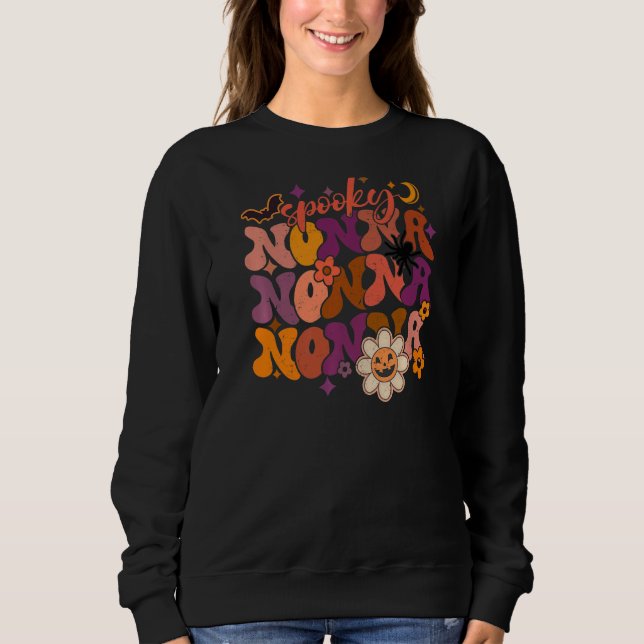 Camiseta Retro Groovy Spooky Nonna Faboolous Nonna Hallowee (Frente)