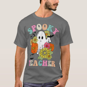Camiseta Retro Groovy Spooky Professora Queda Fall Floral G