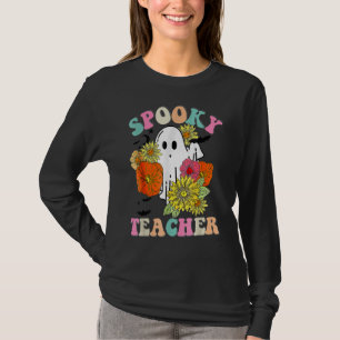 Camiseta Retro Groovy Spooky Professora Queda Fall Floral G