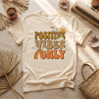 Camiseta Retro Groovy Sunshine Vibrações Positivas