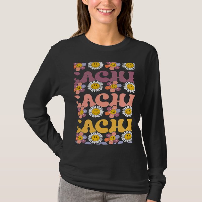 Camiseta Retro Groovy Teacher Inspirational Colorful Back t (Frente)