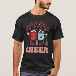 Camiseta Retro Groovy tem uma taça de Papais noeis de Natal