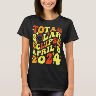 Camiseta Retro Groovy Total Eclipse Solar abril de 2024