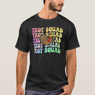 Camiseta Retro Groovy Turkey Trot Squad Ação de Graças Turq