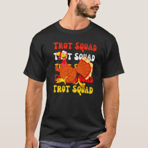 Camiseta Retro Groovy Turkey Trot Squad Ação de Graças Turq