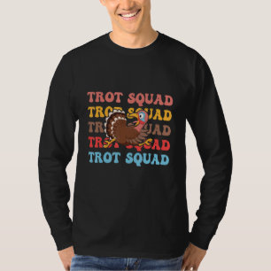 Camiseta Retro Groovy Turkey Trot Squad Ação de Graças Turq