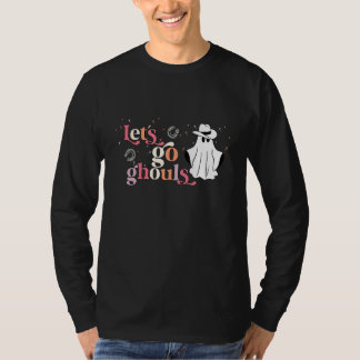 Camiseta Retro Groovy Vamos Lá Espíritos de Halloween Corre