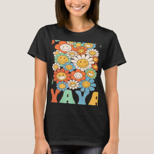 Camiseta Retro Groovy Yaya Groovy Festa de aniversário Corr