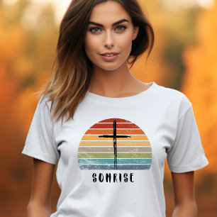 Camiseta Retro Grunge Sunset Cross Faiful Christian
