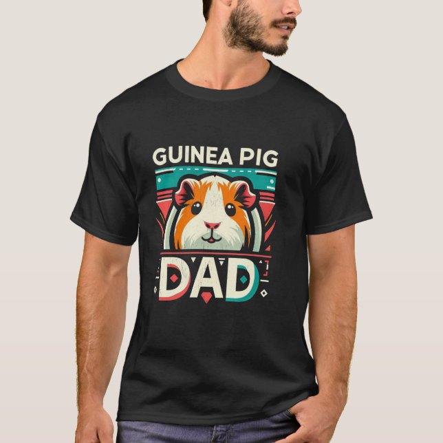 Camiseta Retro Guiné Pai Porco Engraçado Dia do Pai Pet Lov (Frente)