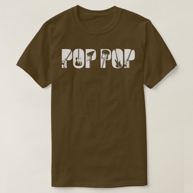 Camiseta Retro Guitarista Padre Pop Pop Dia de os pais Guit (Frente do Design)