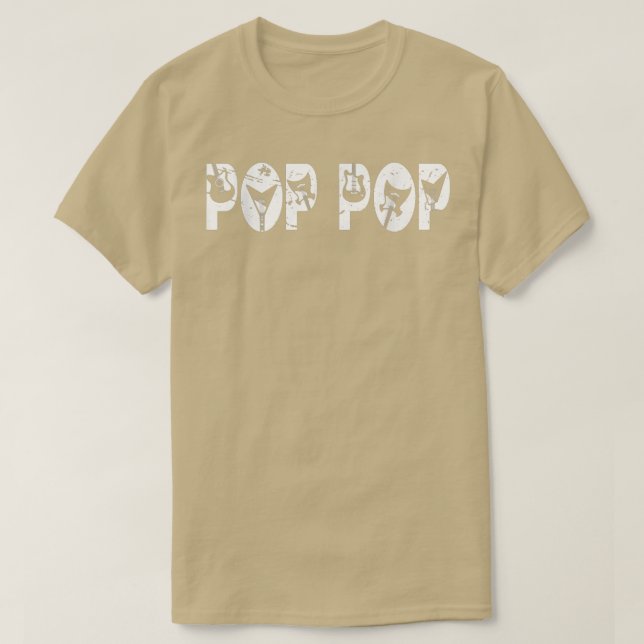 Camiseta Retro Guitarista Padre Pop Pop Dia de os pais Guit (Frente do Design)