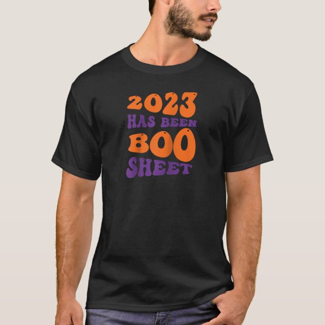 Camiseta Retro Halloween 2023 Foi Boo Sheet Raglan Bas (Frente)