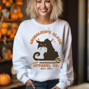 Camiseta Retro Halloween Cat Grimalkin Orange Black