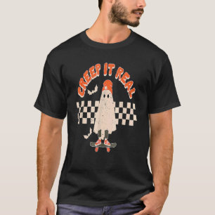 Camiseta Retro Halloween Crepe It Real Vintage Ghost Hallow