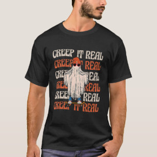 Camiseta Retro Halloween Crepe-lhe Real Vintage Ghost Hallo