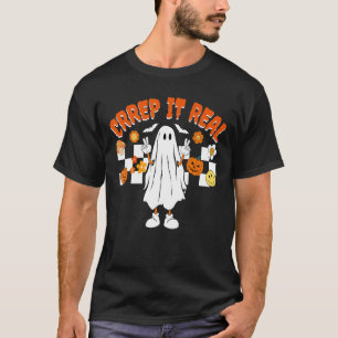Camiseta Retro Halloween Crepe-lhe Real Vintage Ghost Hallo
