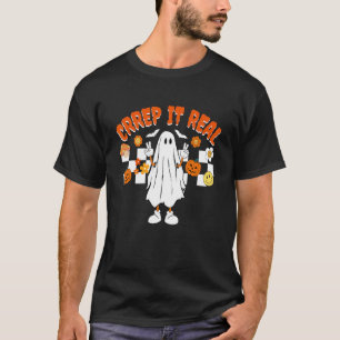 Camiseta Retro Halloween Crepe-lhe Real Vintage Ghost Hallo