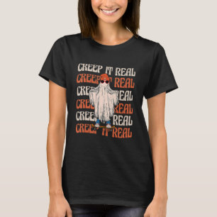 Camiseta Retro Halloween Crepe-lhe Real Vintage Ghost Hallo