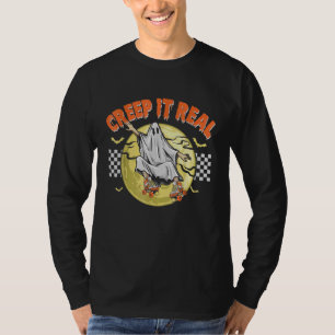 Camiseta Retro Halloween Crepe-lhe Real Vintage Ghost Hallo