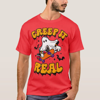 Camiseta Retro Halloween Crepe-lhe Real Vintage Ghost Hallo