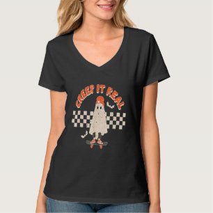 Camiseta Retro Halloween Crepe-lhe Real Vintage Ghost Hallo