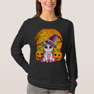 Camiseta Retro Halloween Cute Witchy Unicorn Girls 2