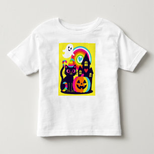Camiseta Retro Halloween Kawaii Black Cat, design de Abóbor