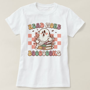 Camiseta Retro Halloween Leia mais livros Boo Ghost Student