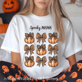 Camiseta Retro Halloween Leopardo Laço Abóbora Coquette